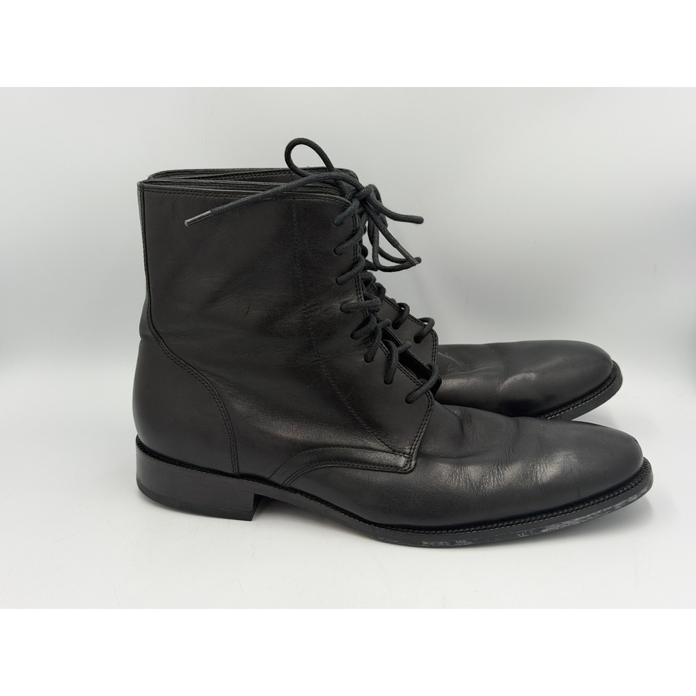 Cole Haan Mens 10 M Black Leather Lace Up Ankle Boots C11829 Plain Toe